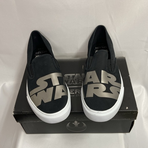 Sperry Star Wars Slip On Logo Sneaker Black & Silver Men's Size 11 - Picture 2 of 7